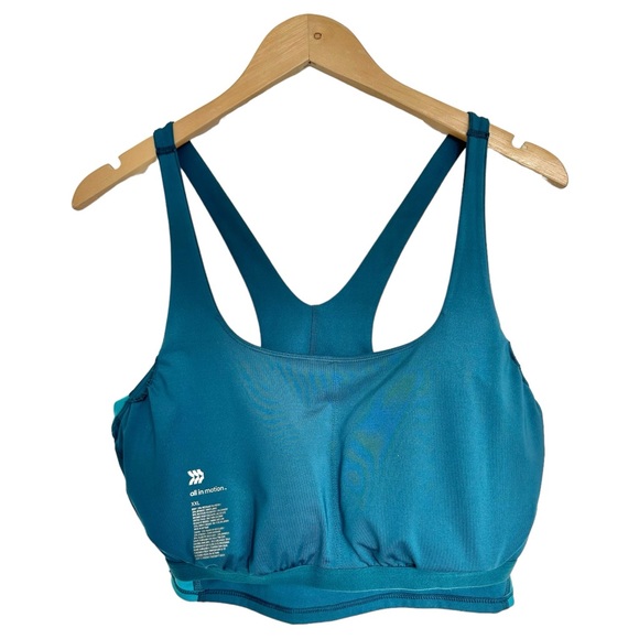 All in Motion Sports Bra Racerback Longline Light Support Two Tone Teal Size XXL - Picture 4 of 10